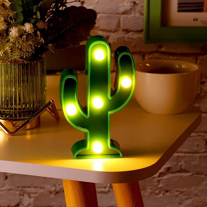 Kathfly 12 Pieces Western Party Decor Cactus Light Centerpieces Mexican Fiesta Party Decorations Night LED Tabletop Lamp Cactus Cute Mini Light for Bedroom Garden Home Cinco De Mayo Gift-VerdiqueGarden