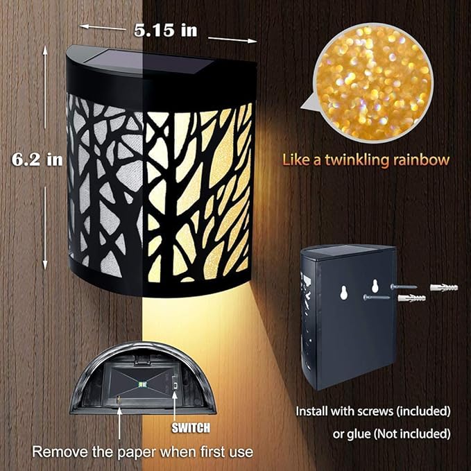 DenicMic Solar Lantern 1 Pack + Wall Lights 2 Pack-VerdiqueGarden