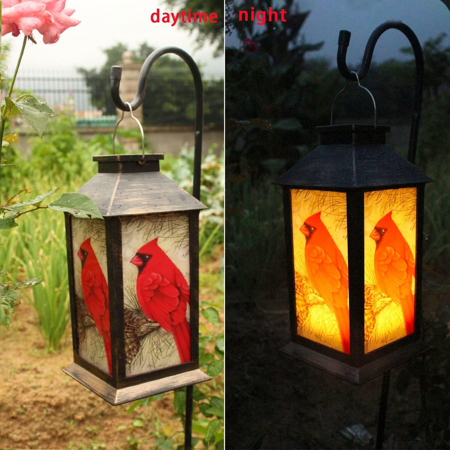 Solar Lanterns, Outdoor Hanging Lanterns Waterproof LED Solar Cardinal Lights Tabletop Lamp for Outdoor Patio Garden as Gifts for Mom Grandma Women-VerdiqueGarden