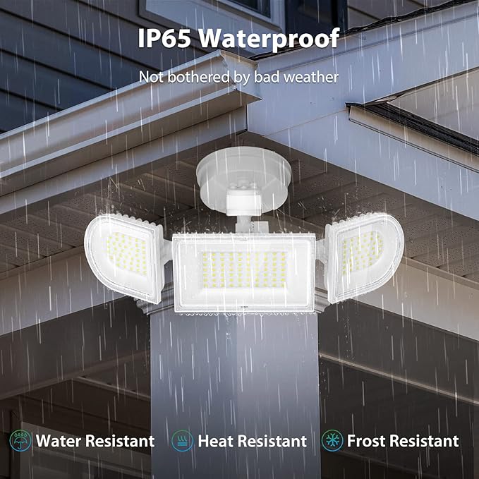iMaihom 150W Motion Sensor Light Outdoor, 15000LM 6500K LED Security Floodlights, 3 Adjustable Head Motion Detection Light IP65 Waterproof for Yard Garage White 2pack-VerdiqueGarden