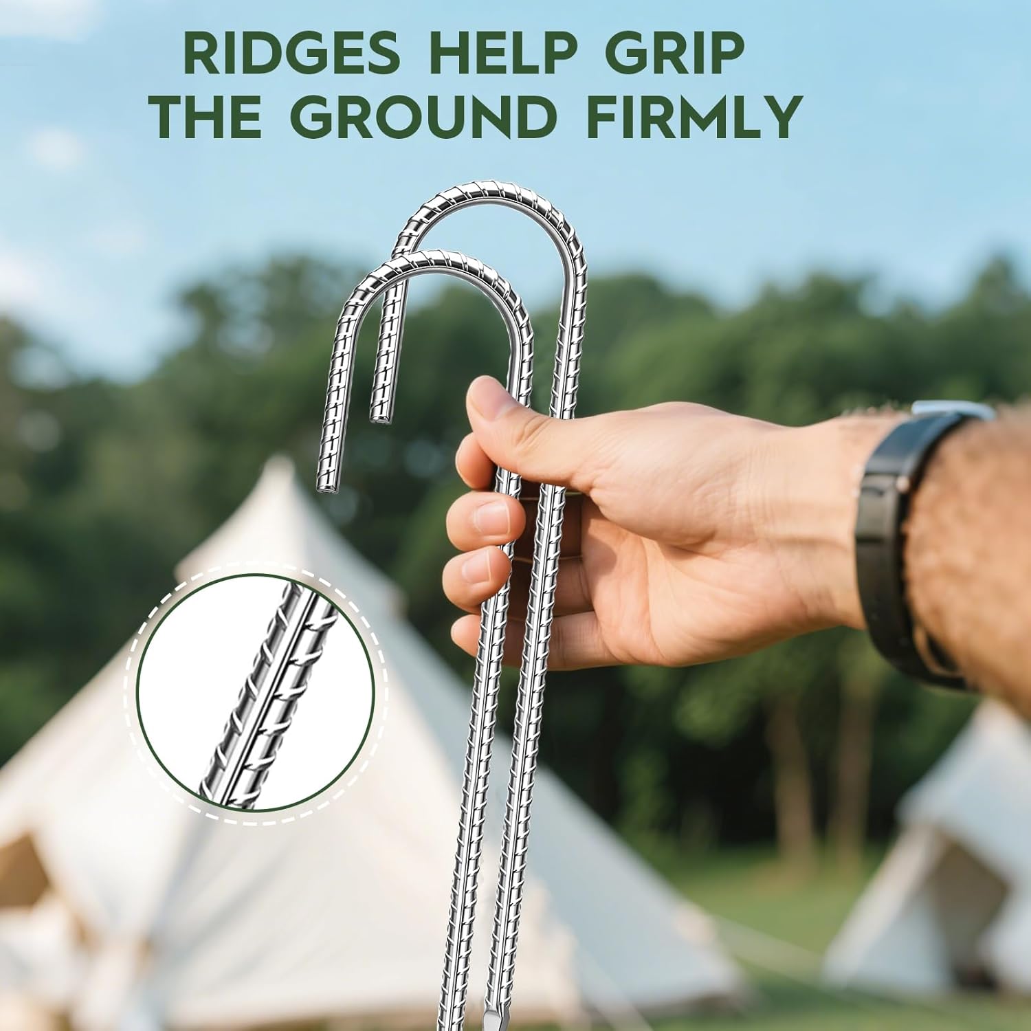 12 inches Ground Stakes Heavy Duty 28 Pieces Metal Fence Rebar Stake 5/16" Diameter J Hook Ground Spikes, Tent Stakes, Swing Set and Gazebo Anchors-VerdiqueGarden