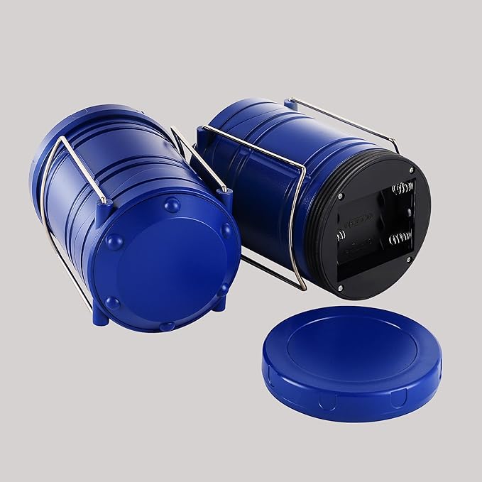 Lichamp LED Camping Lantern, 4 Pack Battery Powered Flashlight for Power Outages, Portable Collapsible Hanging Light Essential for Home, Outdoor, Emergency Lamp Survival Kit Gear for Hurricane, Blue-VerdiqueGarden