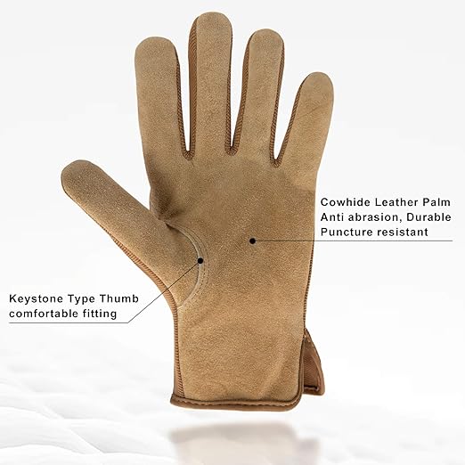 HLDD HANDLANDY 2 Pairs Leather Gardening Gloves for Men, Utility Work Gloves for Gardening, Yardwork, Construction, Mechanics, Great Garden Gifts for Men Women-VerdiqueGarden