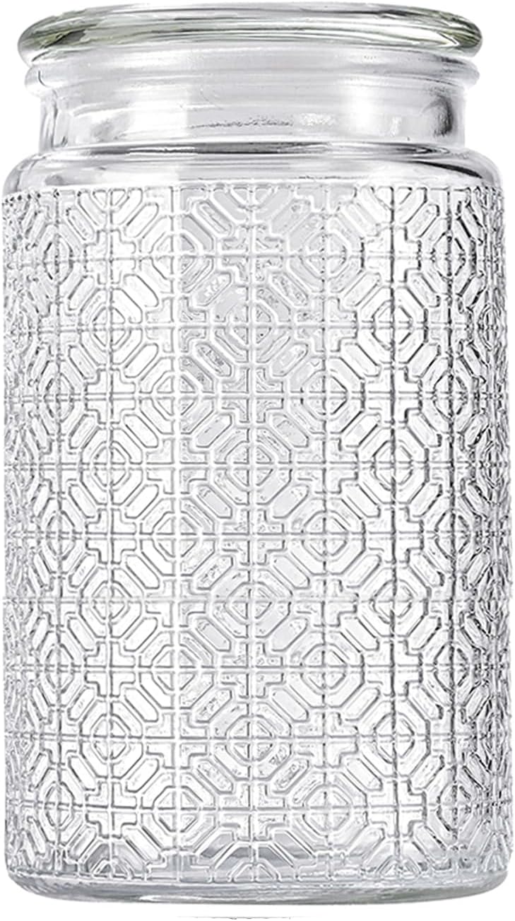 32oz Vintage Glass Jar With Lid, Glass Storage Containers, Airtight Kitchen Storage Containers For Sugar, Coffee, Tea, Spice, Flour, Candy Cookie, Pasta, Cereal, Cute Decorative Jars-VerdiqueGarden