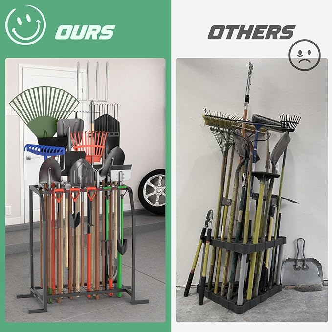 Trieez Extra Large Garden Tool Organizer for Garage, NEVER FALL OVER - Yard Tool Organizer Garage for Organization and Storage, Tool Rack for Shed, Outdoor, Tool Stand-VerdiqueGarden