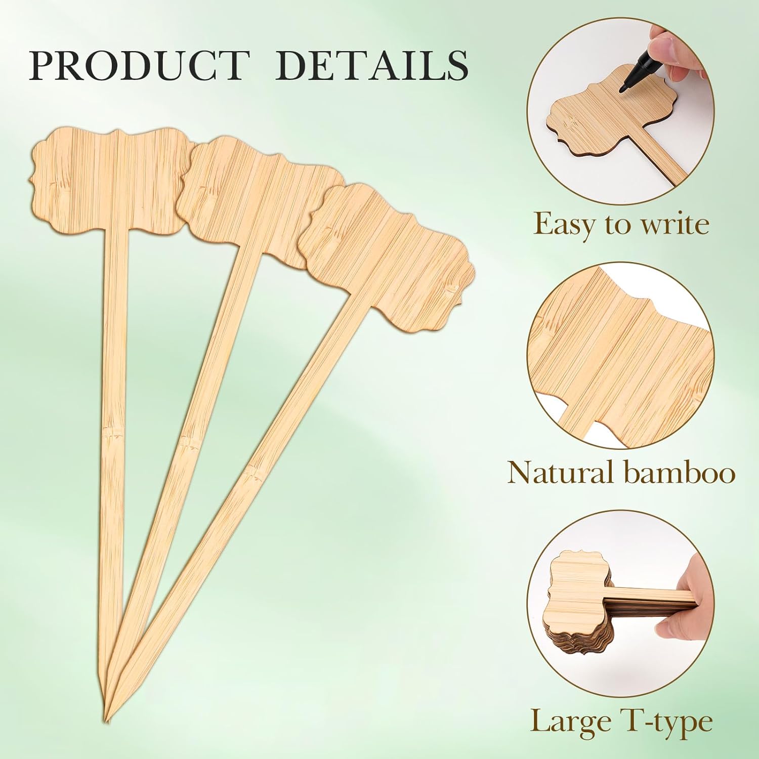 Linkidea 50pcs T-Shape Wooden Plant Labels with 2 Marker Pens, Garden Plant Tags for Outdoor, Vegetable Seedling Label, Waterproof Garden Signs-VerdiqueGarden