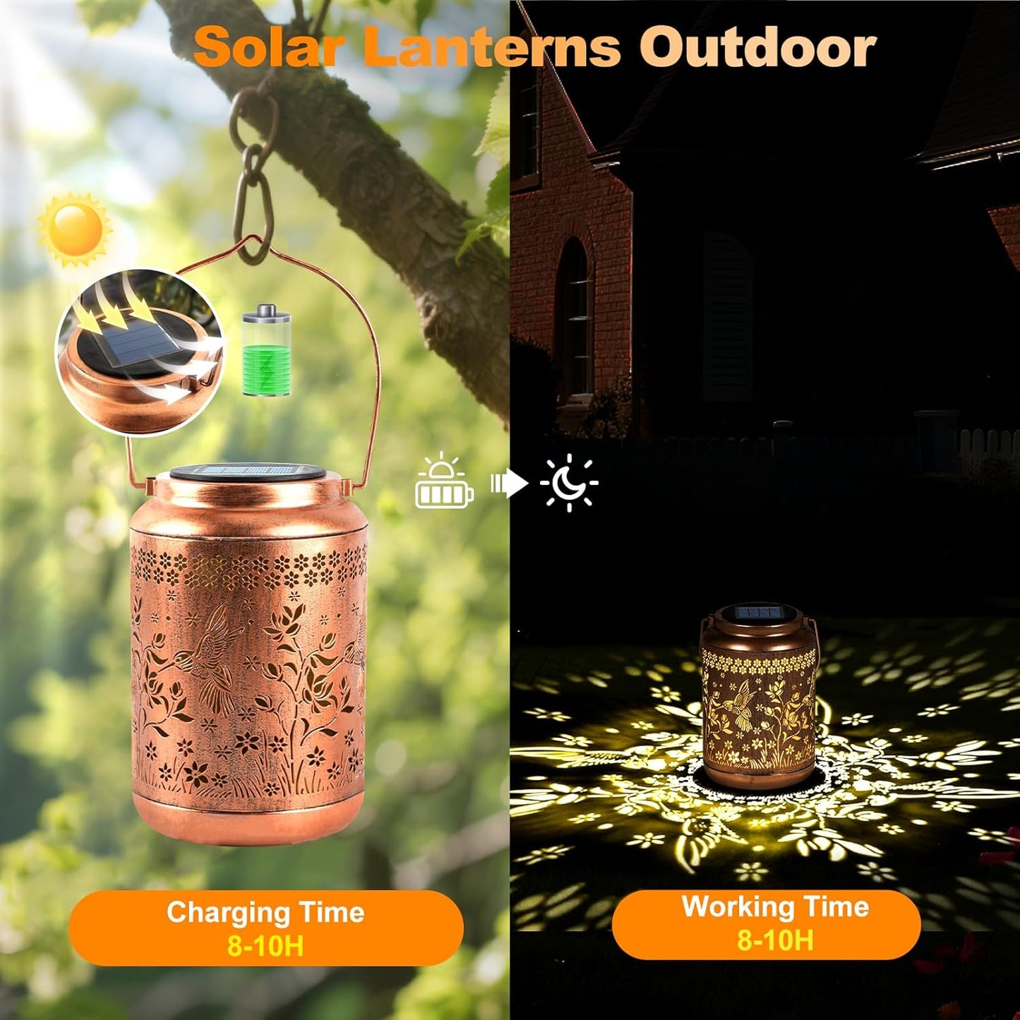 Solar Lanterns Outdoor Waterproof, Hummingbird Garden Decor for Yard Porch Lawn Patio Pathway, Hanging Solar Lights Birthday Gifts for Women Mom Grandma Sister Friend-VerdiqueGarden