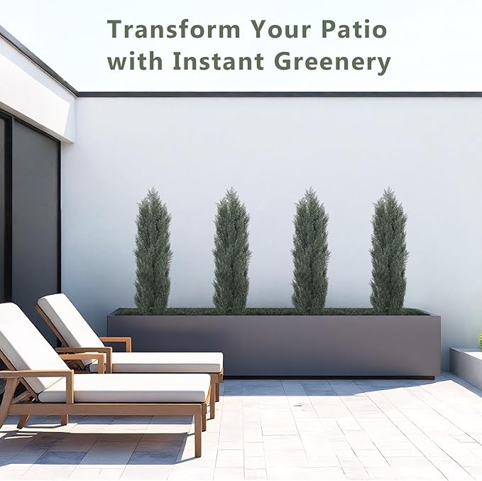 THE BLOOM TIMES 5ft Topiary Trees Artificial Outdoor – UV Resistant Faux Cedar Pine Cypress Bushes and Shrubs, Fake Potted Plants for Front Porch Outside Planter Patio Decor, Set of 2 (5 Foot)-VerdiqueGarden