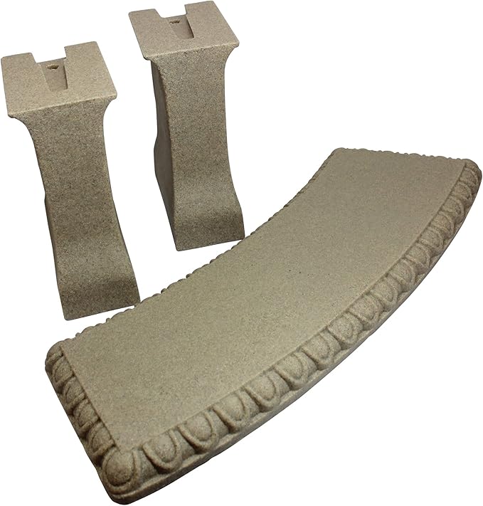 EMSCO Group 2306-1AZ Garden Bench – Natural Sandstone Appearance – Made of Resin – Lightweight – 12” Height-VerdiqueGarden