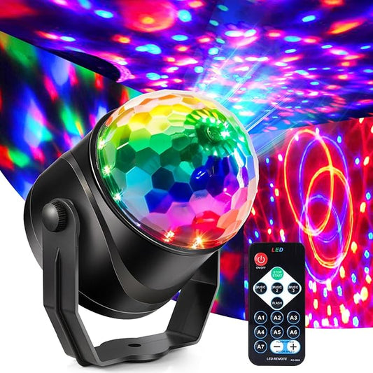 DJ Disco Ball, Party Lights Sound Activated with Remote, Strobe Light for Home Room Dance Birthday Party Supplies, Stage Lamp for New Years Birthday Halloween Christmas Decorations-VerdiqueGarden