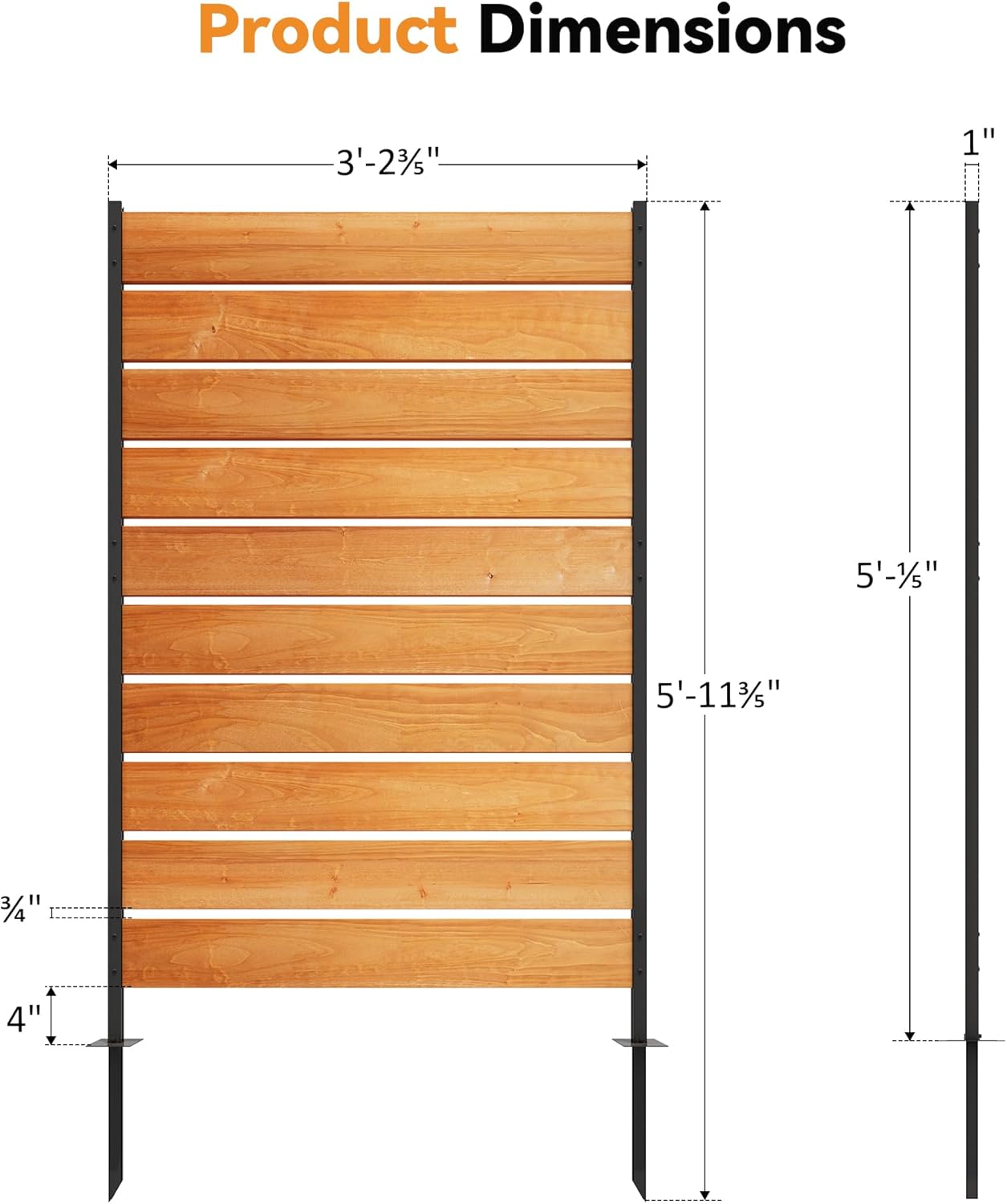 Modern Shade 5' x 3' Wood Privacy Fence Screen (3 Panel) Natural Cedar Wood, Outdoor Privacy Fence Panel for Deck Balcony, Conceals Trash Cans Air Conditioner, Ultimate Fence Privacy Screen-VerdiqueGarden