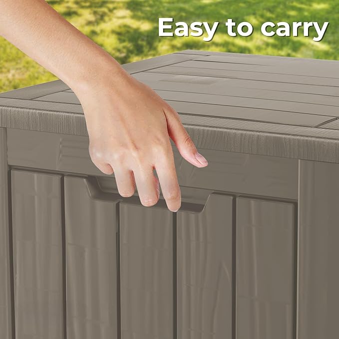 50 Gallon Outdoor Storage Box Waterproof Lockable Resin Deck Box Large, Patio Storage Bin for Pool Accessories Cushion Furniture, Garden Tools, UV-Resistant Outside Delivery Grey-VerdiqueGarden
