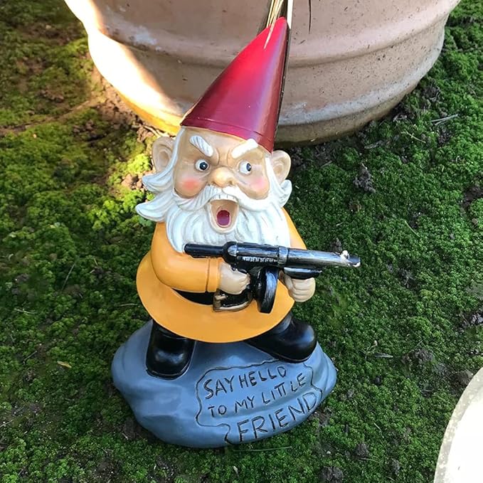 Garden Gnomes Outdoor Funny Garden Gnomes Funny Gnomes with Guns - for Indoor Outdoor Garden Gnome Sculpture Patio Yard Lawn Dwarf Decoration-VerdiqueGarden