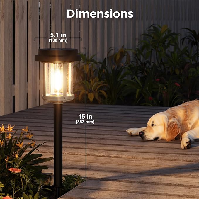 XMCOSY+ Solar Lights Outdoor Waterproof, 20 LM Solar Powered Garden Lights with 2-Tone Black & Grey Metal Design, Solar Pathway Lights for Yard Patio Landscape Walkway Driveway (Black & Grey)-VerdiqueGarden