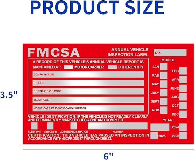 50-Pack Annual Vehicle Inspection Label 1.6 mil Aluminum Red FMCSA Label with Permanent Self Adhesive 6" x 3.5" DOT Compliant-VerdiqueGarden