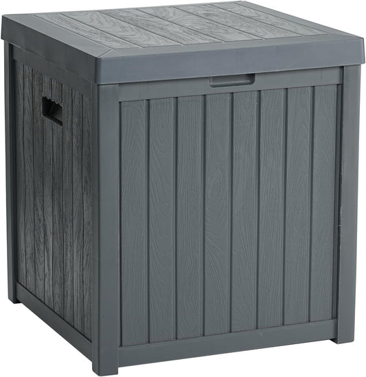 Deck Box, 51 Gallon Package Bin Delivery Box for Outside Front Porch, Small Patio Outdoor Storage Boxes Waterproof, UV Resistant Plastic Resin Pool Storage Bins with lids, Grey-VerdiqueGarden