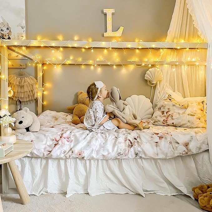 JMEXSUSS Connectable Warm White String Lights Indoor Bedroom, 8 Modes Christmas String Light Plug in Classroom Lights, 33ft 100 LED Fairy Twinkle Light Outdoor for Classroom Christmas Tree Decor-VerdiqueGarden