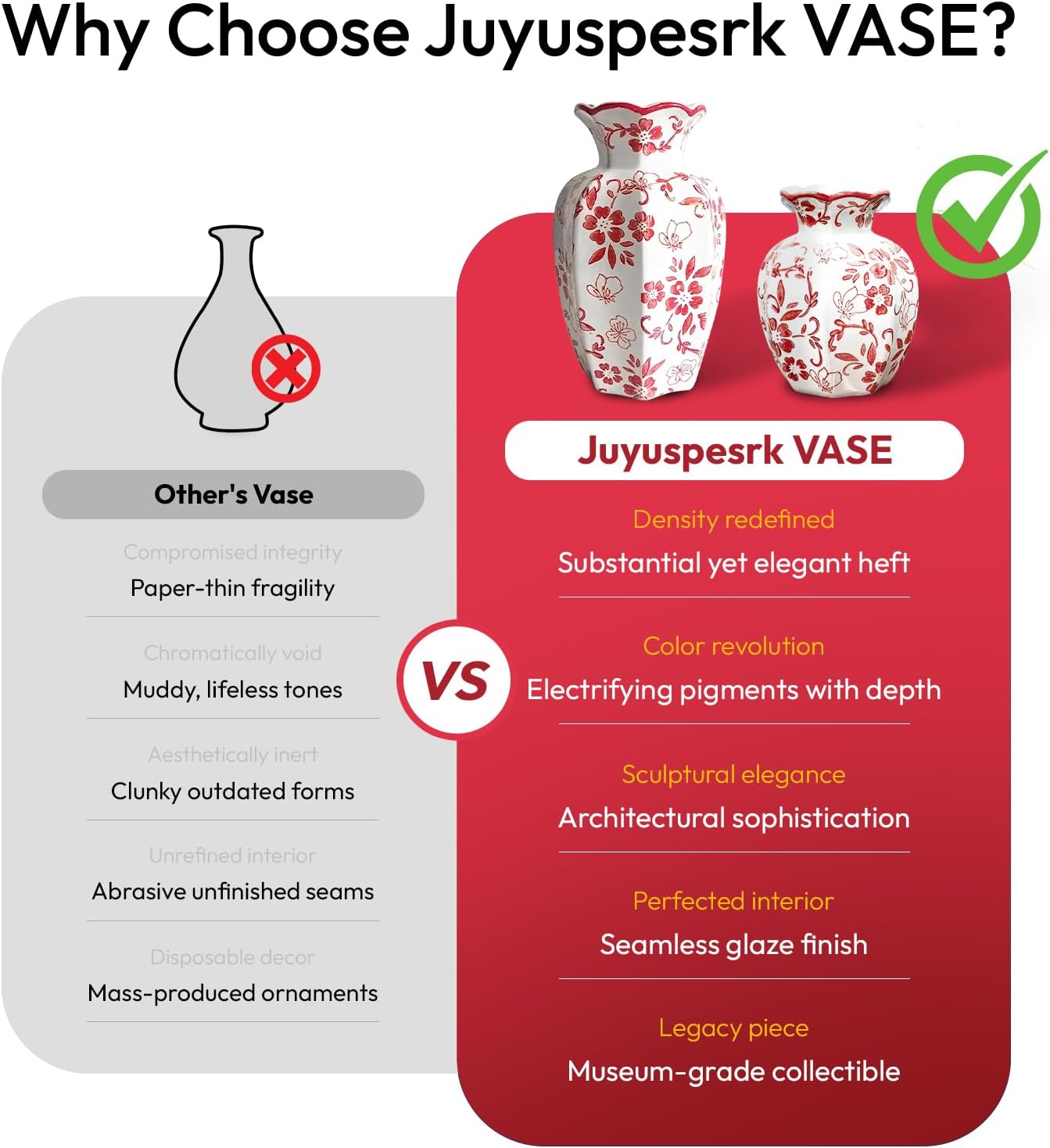 Chinoiserie Vase,Red and White Vase,Vintage Ceramic Vases,Flower Vase for Centerpiece,Chinese Cute Vases for Living Room, Office,Home Decor (Red White, Small)-VerdiqueGarden