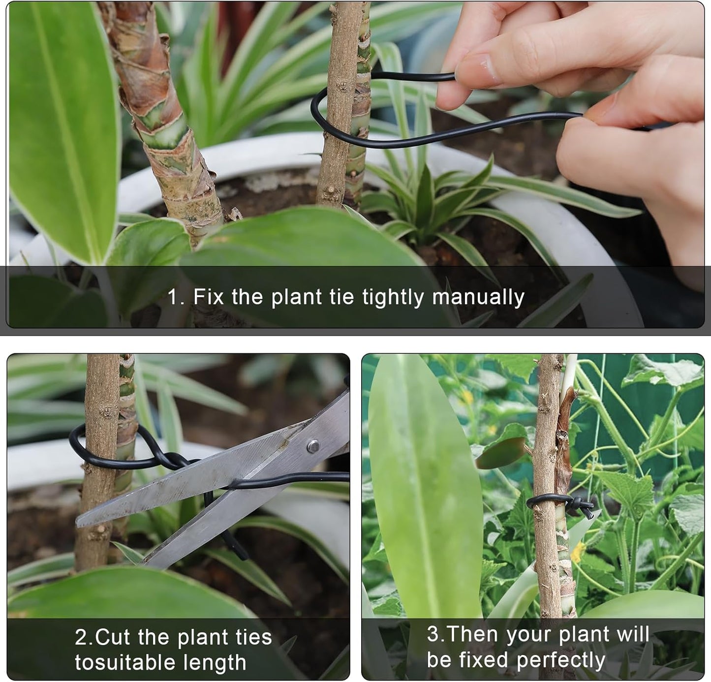 101 Feet Soft Plant Ties Black Plant Twist Ties, Plant ties for Support. for Plants Gardening Office Home, TPR Flexible Garden Ties Supplies with 3mm Diameter-VerdiqueGarden