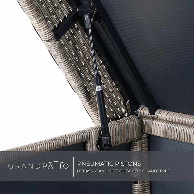 Grand patio 170 Gallon Deck Storage Box Deck Box Outdoor Storage Box Indoor Wicker Storage Bin Patio Storage Box for Patio Furniture Cushions Garden Tools Pool Accessories, Light Brown-VerdiqueGarden