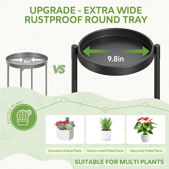 iDavosic.ly 5 Tier Large Plant Stand Indoor with 10 Inch Wide Tray, Tiered Corner Metal Outdoor Flower Display Holder Shelf, Folding Tall Rack for Patio Porch Living Room, Modern Black-VerdiqueGarden