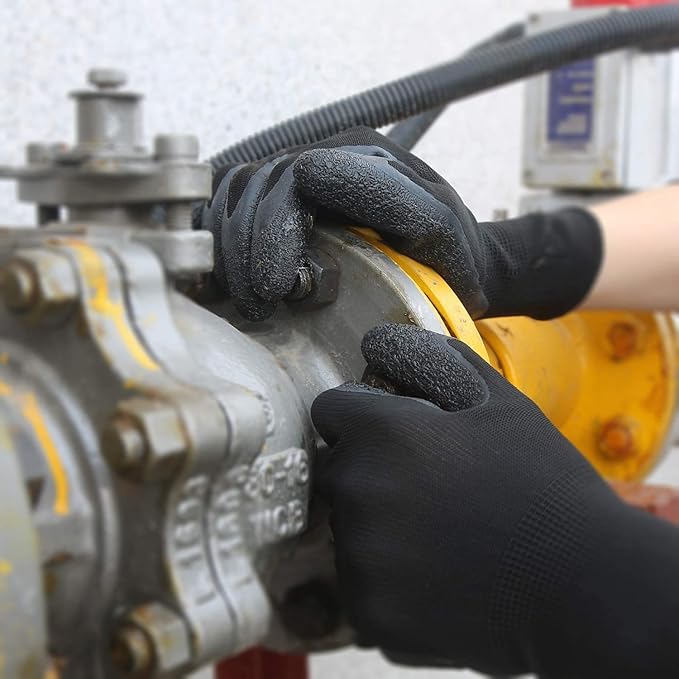 Evridwear Crinkle Latex Rubber Hand Coated Safety Work Gloves for Men Women General Multi Use Construction Warehouse Gardening Assembly Landscaping (XS-Size) 12 Pairs Pack-VerdiqueGarden