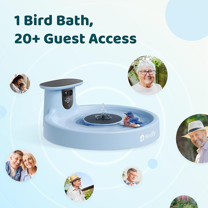 Birdfy Smart Bird Bath with Camera Solar Powered & Fountain, Dual-Lens Camera for Wildbird Watching, Auto Capture Bird Videos & Motion Detection - AI Lifetime Version-VerdiqueGarden