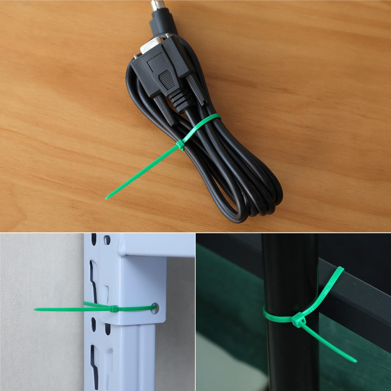 8 inch Green Zip Ties, Nylon Garden Cable Zip Ties Self Locking Cable Ties Twist Ties, Multi-Purpose Cable Tie (100 Pcs)-VerdiqueGarden