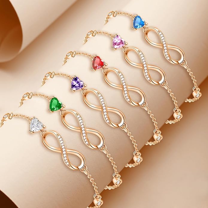 Bracelets for Women Sterling Silver Infinity Heart Bracelet Charms Bracelet Trendy Dainty Gift for Ladies Womens Wife Bride Sister Friend Anniversary Birthday Mothers Day Valentines Gifts for Her
