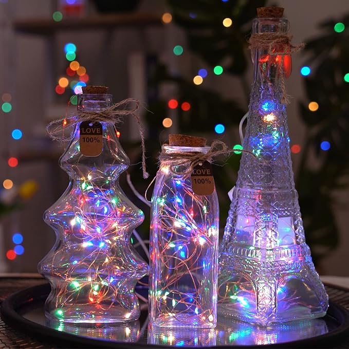 Homemory 4 Pack 20 Ft 60 LED Multicolor Fairy Lights Battery Operated Christmas Lights with Remote, Waterproof 8 Modes Firefly Twinkle String Lights for Party Bedroom Wedding Decorations-VerdiqueGarden