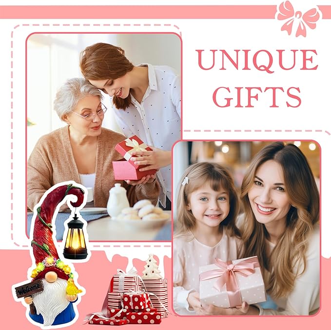 Gnome Garden Decor Statue Solar Lights Outdoor Decor with Succulent and 6 LED Lights,for Balcony,Garden,Patio,Yard,Lawn,Housewarming Birthday Gifts for Women/Mom/Grandma-VerdiqueGarden