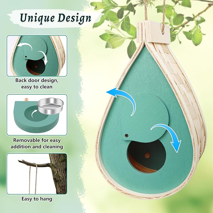 2 Pcs Butterfly House and Feeder, Wooden Hanging Butterfly House for Garden, Natural Butterfly Habitat with Butterfly Puddler for Bugs, Butterflies, Moths, Lacewings-VerdiqueGarden