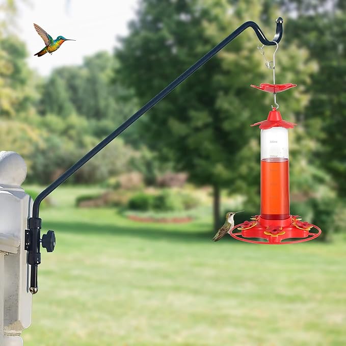 Hummingbird Feeders for Outdoors Hanging - 5 Feeding Ports 320 ml Plastic Hummingbird Feeder, Bee-Proof Leak-Proof No Drip, Easy to Clean with Cleaning Brush-VerdiqueGarden