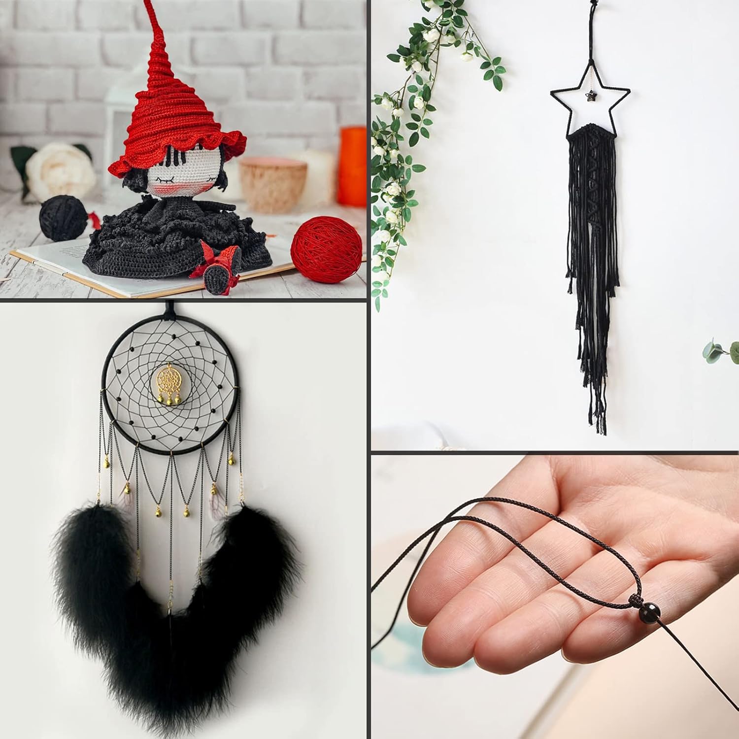 Anvin 984 Feet Cotton Jute Twine Pack - Natural, Black (Pack of 3, 10 Ply, 2mm Thick) for Bakers, Butchers, Arts & Crafts, Gardening-VerdiqueGarden