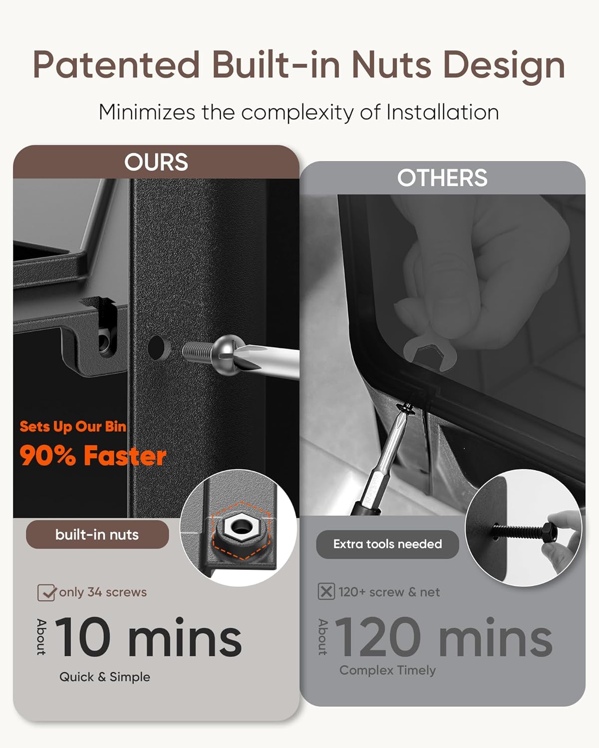 THEGROW'ING Updated 43 Gallon Compost Bin Outdoor, Fast Assemble Tumbling Composter, Dual Chamber Composter Tumbler, Rotating Compost Bin for Outside, Backyard, Garden and Yard, Coffee-VerdiqueGarden