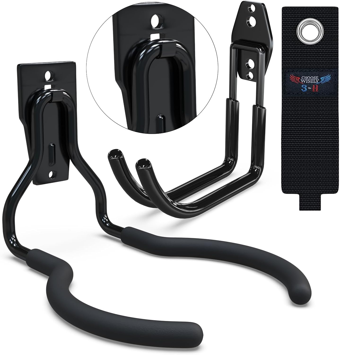 3-H Weed Eater Hanger 1 Pack,1 Large Garage Wall Hooks,1 Extension Strap,Utility Weedeater Rack,Tool Hangers for Organizing and Hanging Weed Wacker,Leaf Blower,String Trimmer,Power Tool in Garden-VerdiqueGarden