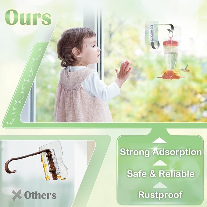 Bird Feeder Hanger Window Mount: Metal Hanging Bird Feeder 6Inch - Geometric Window Hummingbird Feeder - for Outside Decorative - 4pcs-VerdiqueGarden