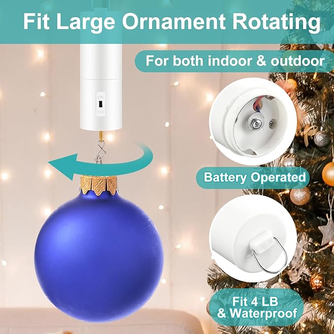 Therwen 6 Pcs Ornament Spinner Battery Operated Wind Spinner Motor Rotator Disco Ball Motor Outdoor Hanging Ornament for Halloween Mardi Gras Decoration, No Battery(White)-VerdiqueGarden