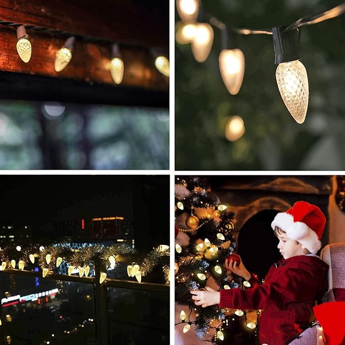 50Pack C9 Replacement LED Light Bulbs, Strawberry Christmas Bulb 2700K Soft White Shatterproof & Waterproof Outdoor String Light Bulbs, E17 Candelabra Base Edison Bulbs for Holiday Decoration-VerdiqueGarden