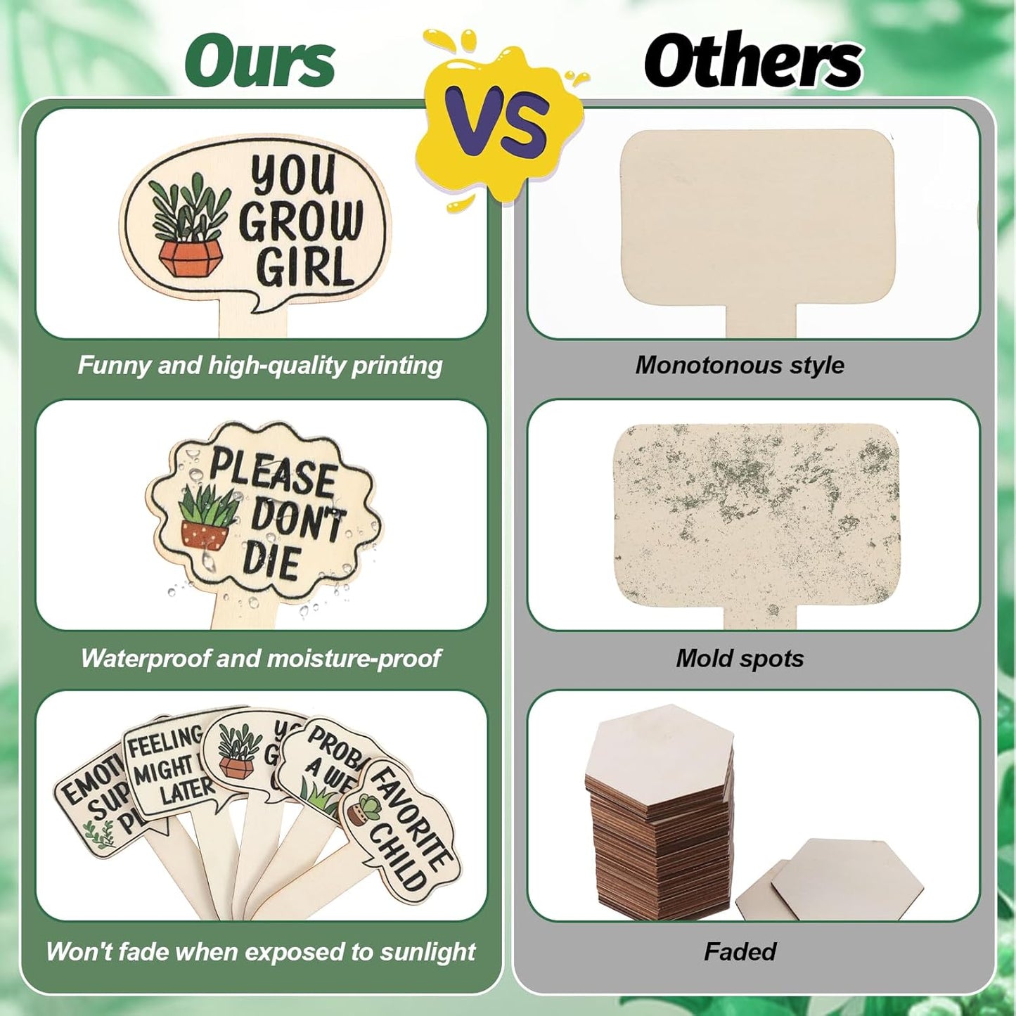 15 Pcs Funny Wooden Plant Markers, Interesting Garden Plant Labels Tab Cute Plants Signs Stakes for Indoor Outdoor Garden Potted Plants Patio Supplies-VerdiqueGarden