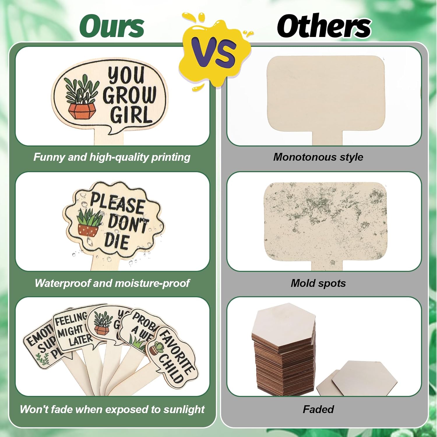 15 Pcs Funny Wooden Plant Markers, Interesting Garden Plant Labels Tab Cute Plants Signs Stakes for Indoor Outdoor Garden Potted Plants Patio Supplies-VerdiqueGarden