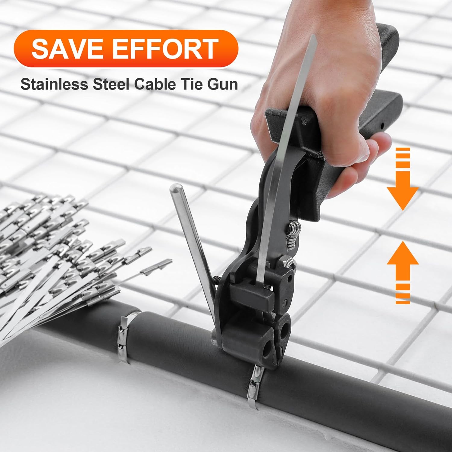 Metal Zip Ties (200PCS 11.8 Inch), 304 Stainless Steel, 300 LBS Heavy Duty Double Headed Self-locking Multi-Purpose Cable Ties for Exhaust Wrap, Chain Link Fence Parts, Machinery, Cables, Farms, Roofs-VerdiqueGarden