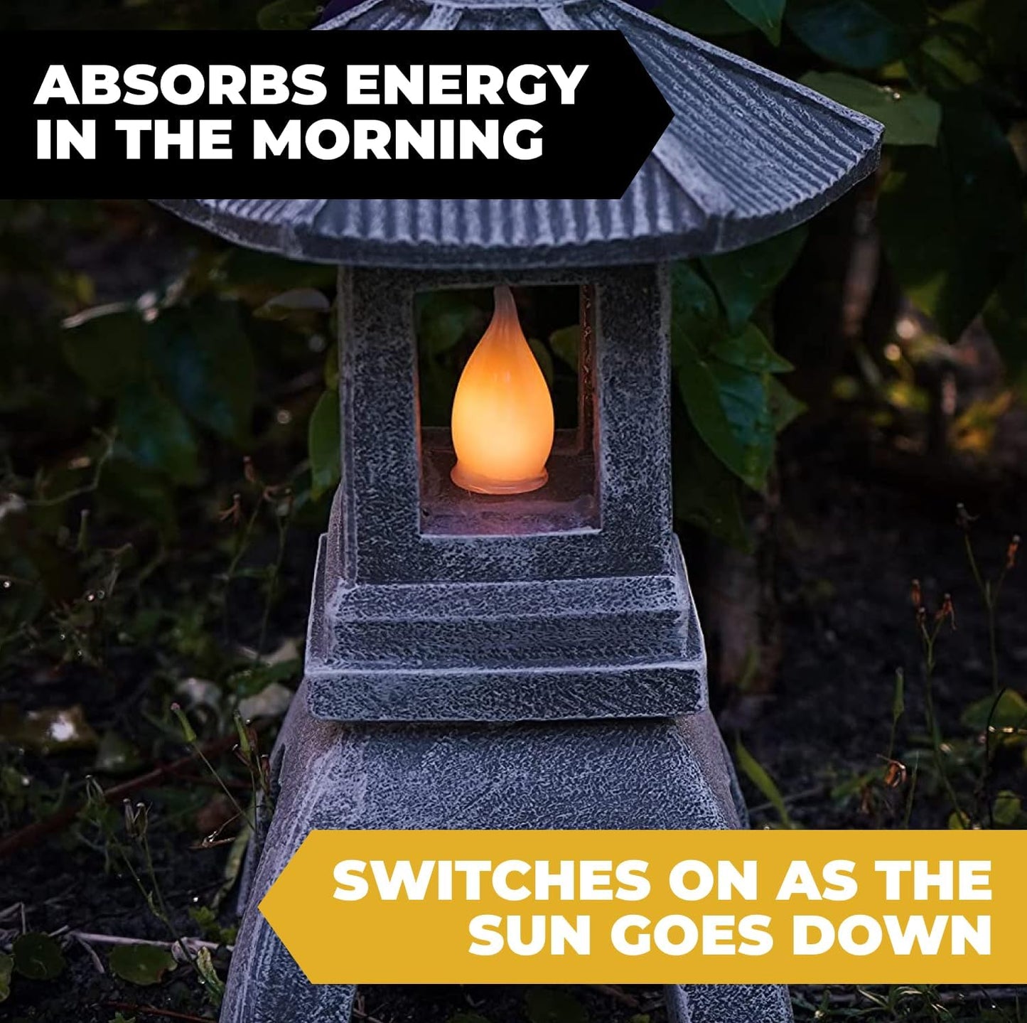 VP Home Pagoda Garden Statue, Solar Powered Statue Japanese Garden Decor, Outdoor Zen Garden Lantern, Flickering LED Garden Light (Tranquil Pagoda)-VerdiqueGarden