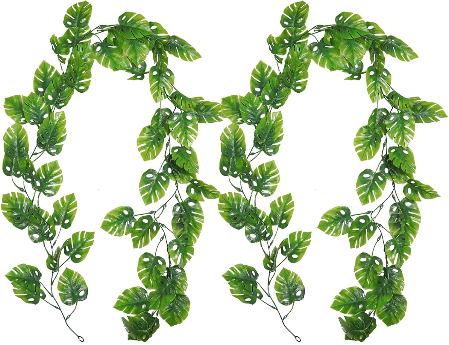 RECUTMS Artificial Monstera Leaves Vines 2Pcs 5.9Ft Fake Tropical Large Palm Leaf Greenery Garland UV Resistant Faux Ivy Rattan for Indoor Outdoor Home Garden Hawaiian Jungle Luau Party Spring Décor-VerdiqueGarden
