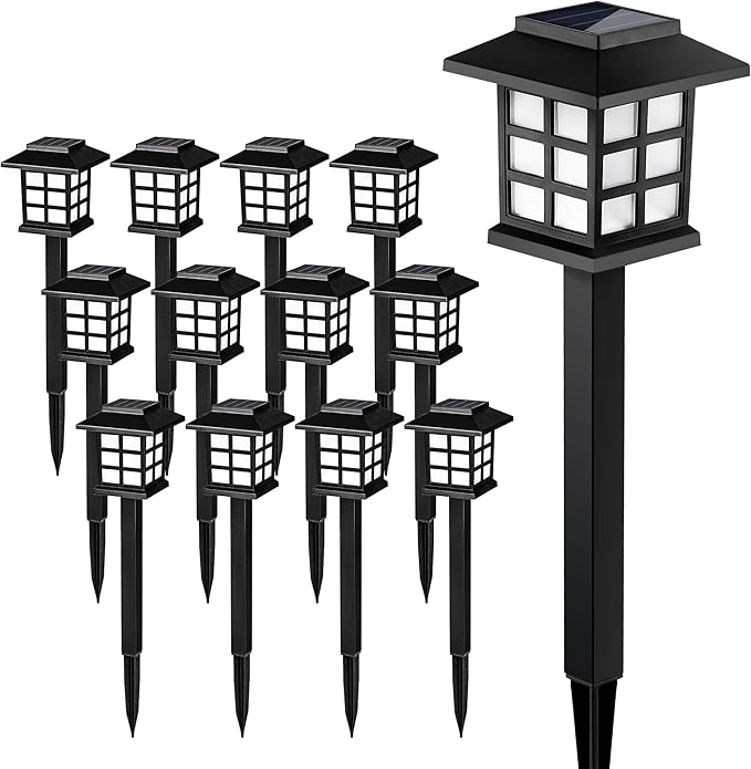 SOLPEX Solar Outdoor Lights,12 Pack Solar Path Lights, Solar Walkway Lights Outdoor, Solar Garden Lights, Solar Pathway Lights Outdoor Waterproof for Garden, Yard, Landscape and Driveway(Cold White)-VerdiqueGarden