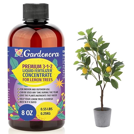 Premium Liquid Lemon Tree Plant Fertilizer - 3-1-2 Concentrate for Indoor Plants and Flowers by Gardenera | Organic Plant Food for Lemon Trees - 8oz-VerdiqueGarden