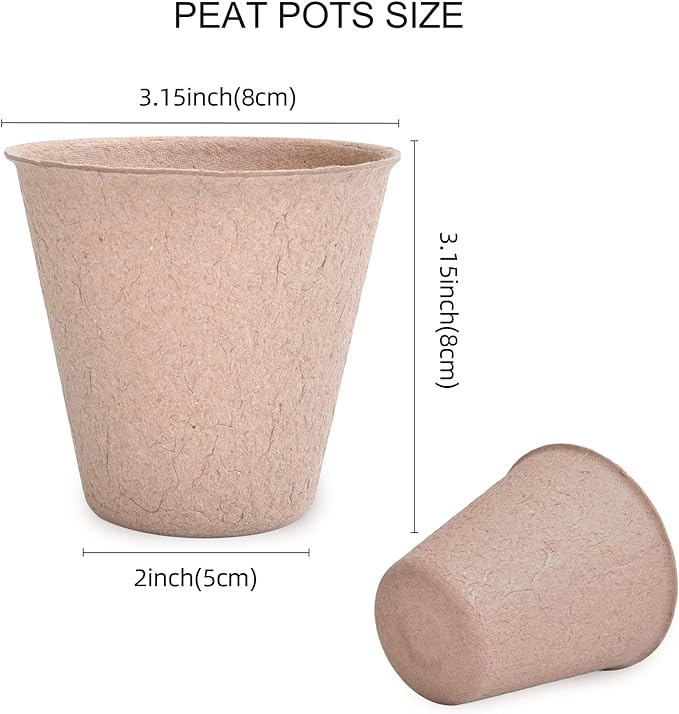 JERIA 200-Pack 3.15 Inch Peat Pots for Seedling with 200 Pcs Plant Labels,Outdoor Garden Germination Nursery Pots,Biodegradable Seed Starter Pots Kits-VerdiqueGarden