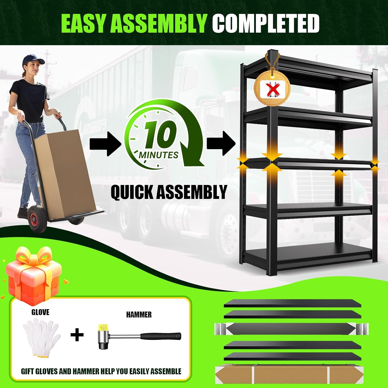 Garage Shelving 3000lb Heavy Duty Shelving Adjustable Metal Shelvings Garage Storage Shelves 5 Tier Utility Shelvin Unit Metal Shelf Rack for Basement Industrial Black 45.7''W×19.7''D×81''H,2 Pack-VerdiqueGarden