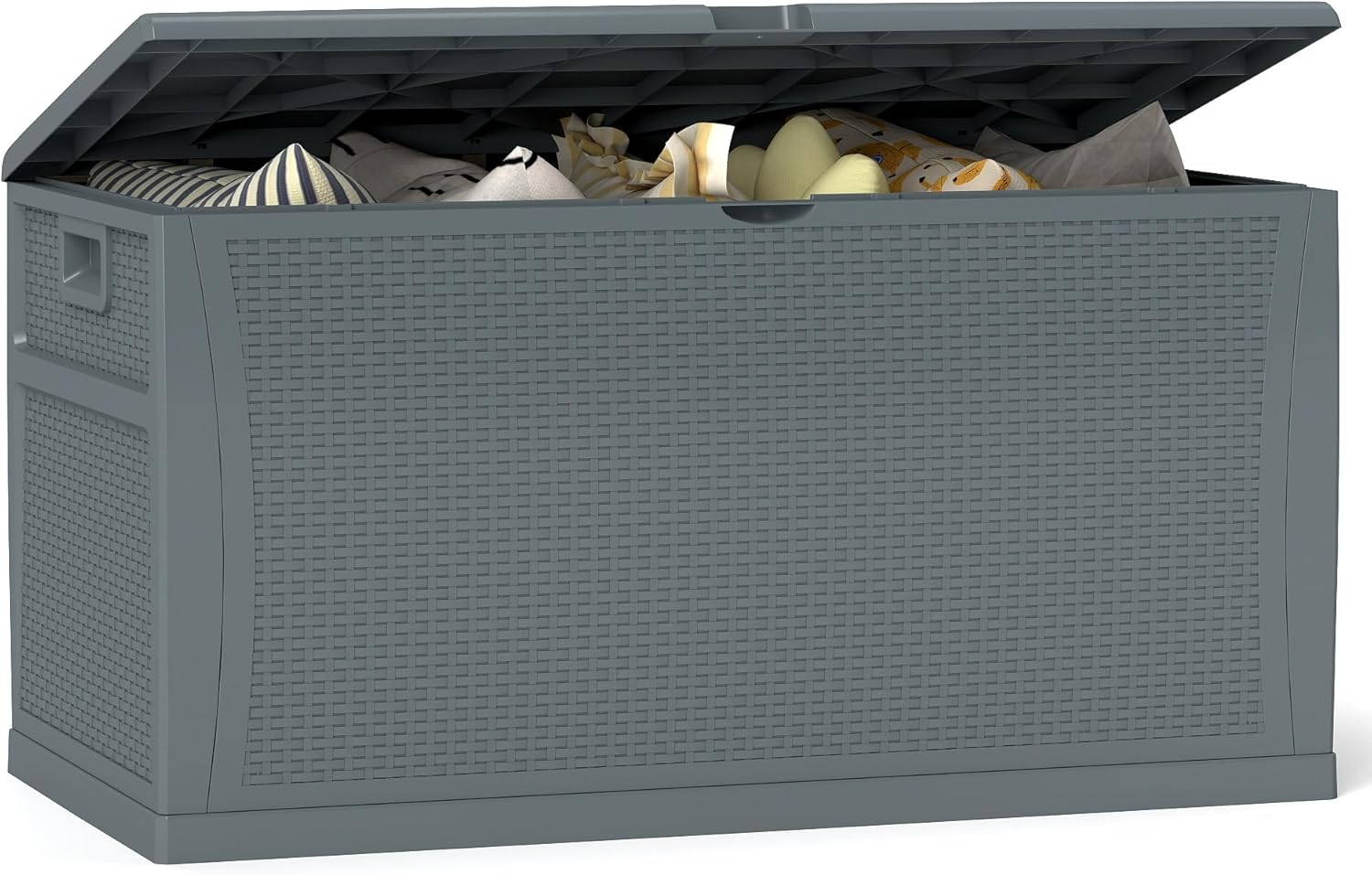 125 Gallon Resin Deck Box, Weatherproof Outdoor Storage Box for Patio, Garden, Pool, and Yard, Lockable Waterproof Bin for Tools, Cushions, and Accessories, Grey-VerdiqueGarden