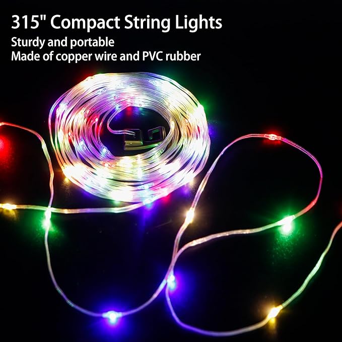TRIROCKS 2 Pack Camping String Lights Portable Outdoor Hanging Lights 26.24Ft with 5 Lighting Modes IPX4 Waterproof Rechargeable LED Fairy String Lights for Garden Yard Christmas Party Camping Hiking-VerdiqueGarden